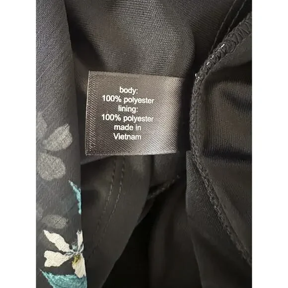 NWT Lane Bryant Floral Dress Black Smocked Keyhole Chiffon Plus Size 24 P - Picture 9 of 13